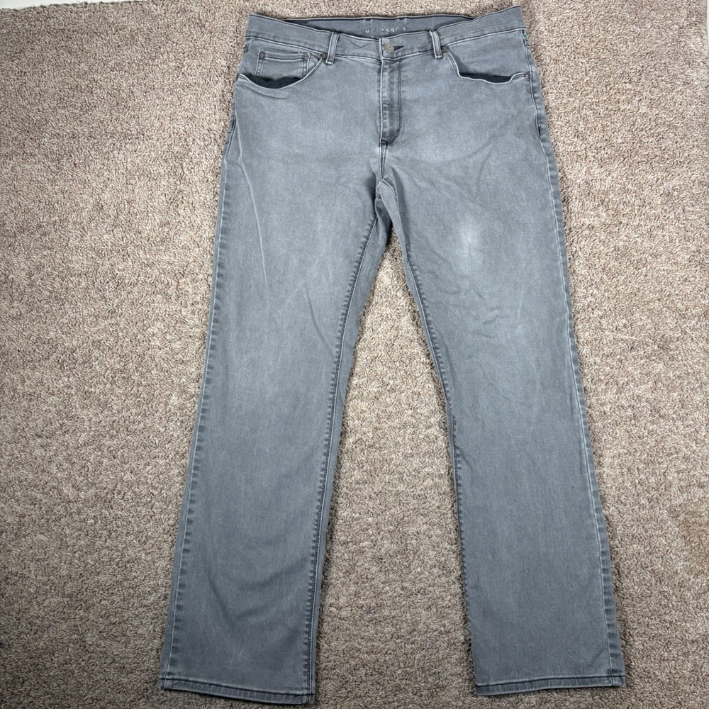 Mott & Bow Mens Gray Straight Leg Jeans Size 36x32 Comfort Stretch Denim